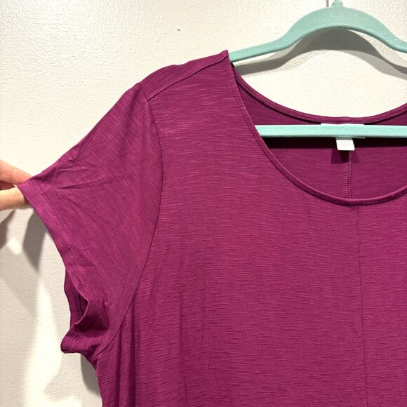 J. Jill Maxi Dress Rayon Spandex Pockets Short Sleeve Plum Purple Women sz L - Picture 3 of 10